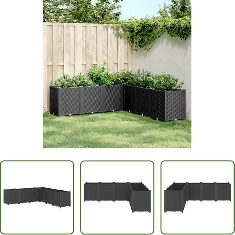 Gartenanlage -  Pflanzkübel Schwarz 160x160x53 cm PP (1/5)