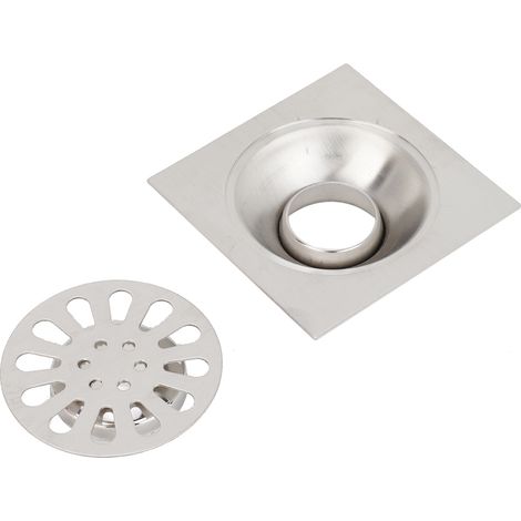 Bonde de sol en acier inoxydable, couvercle de salle de bain carré en laiton argenté, crépine de douche (1/5)