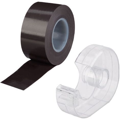10 x Magnetband 5m, mit Abroller, selbstklebendes Klebeband, Magnetstreifen, für Whiteboard & Kühlschrank, schwarz (1/5)