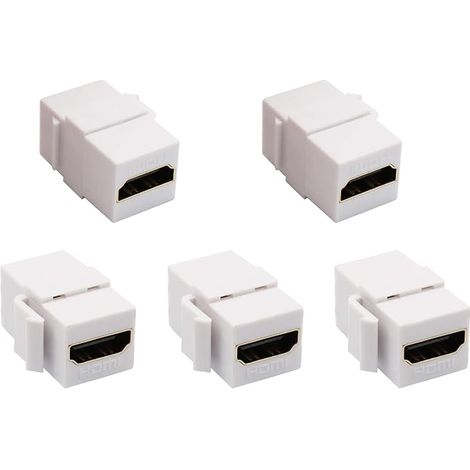 HDMI Keystone Connector, Female to Female HDMI Keystone Insert Jack 3D HDMI Adapter for Wall Plate Audio Video Panel (White) (1/5)