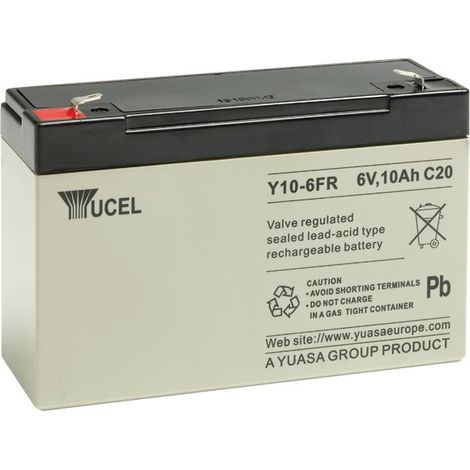 Yuasa – Batterie plomb 6V 10Ah AGM – Technologie étanche sans entretien – Pour systèmes d'alarme – Format Y10-6FR