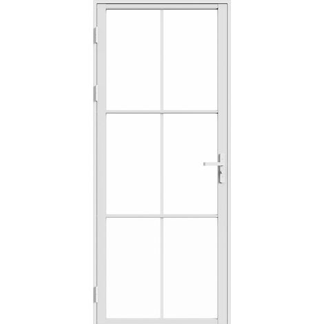Bloc porte réversible en aluminium et verre trempé - H204 x L93 cm - Blanc - SEROTO