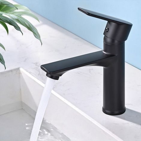 Robinet Mitigeur Monocommande pour Lavabo Salle de Bain Noir – Mélangeur Moderne pour Vasque, Design Élégant, Installation Facile, Haute Qualité Durable (1/5)
