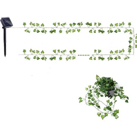 Guirlande lumineuse solaire d'extérieur, motif lierre artificiel, 10 mètres de long, 100 LED, 8 modes d'éclairage, idéale pour la décoration, les jardins, les terrasses, les balcons et les fêtes (1/5)