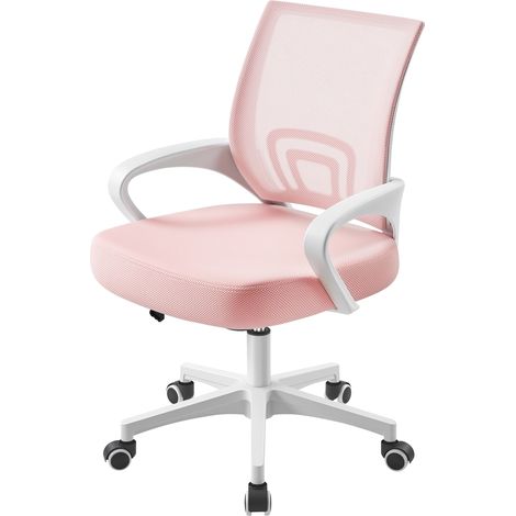 Homevive Silla de Oficina Silla de Malla Altura Ajustable para Trabajo Silla Escritorio Ergonómica Giratoria Rosa