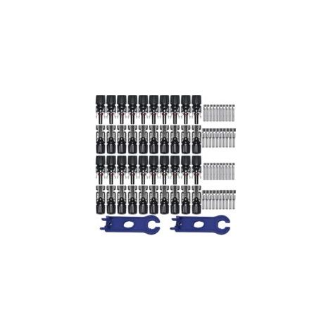 Lot de 20 connecteurs MC4 solaires mâle/femelle – Étanchéité double anneaux – Câbles 2,5 à 6 mm² – Montage rapide sans outil