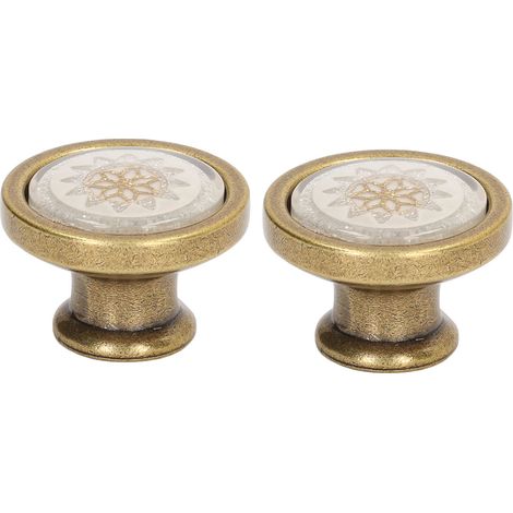 2 Poignées de Meuble Antiques en Alliage de Zinc, Bouton de Porte d'Armoire Ronde à Un Trou, Couleur Cuivre et Blanc (1/5)