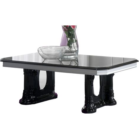 Table basse rectangulaire bois vernis laqué brillant noir et gris Vinza 130cm (1/4)
