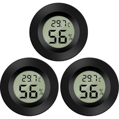 3er-Pack digitales LCD-Hygrometer-Thermometer zur Feuchtigkeitsmessung für Luftbefeuchter, Luftentfeuchter, Gewächshäuser, Keller und Babyzimmer (1/5)
