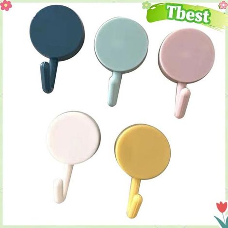 Crochets muraux, cintres adhésifs en plastique, petits crochets ronds, porteurs pour cuisine, salle de bain, bureau (1/4)