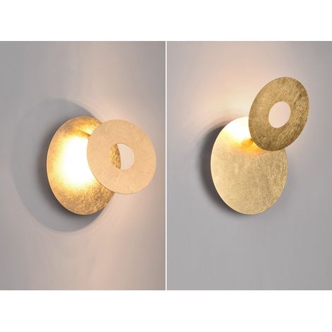 2-er Set LED Wandleuchten mit indirekter Beleuchtung Gold, Ø 18cm (1/5)