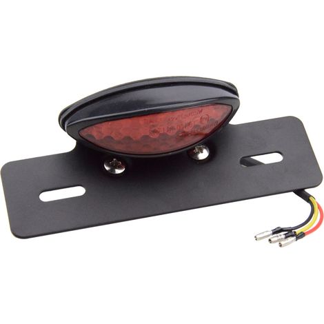 Integrated LED motorcycle taillight with red smoked lens, including brake light and license plate light, compatible with waterproof conversion parts for scooters/pedal sets.--DTEKGAZ