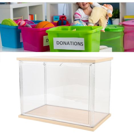 Vitrine Protectrice pour Figurines Collectibles en Bois et Acrylique - 14.3x8.7x10.7in Jaune, Facile à Assembler (1/4)