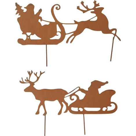 Lot de 2 décorations de Noël en métal à planter dans le jardin – Panneaux d'extérieur résistants aux intempéries (1/5)