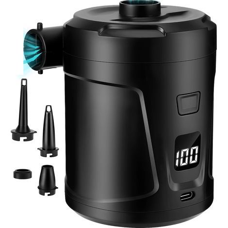 Pompe à Air Électrique, 5200mAh Batterie Rechargeable avec 4 Buses d'air, Gonfleur Portable, Gonfleur Rapide pour Bateau Gonflable, Matelas Pneumatique, Pataugeoire, Anneau de Natation (1/5)