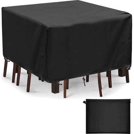 Housse de protection carrée imperméable pour table de jardin, Oxford 420D, coupe-vent, 200 x 160 x 70 cm (1/5)