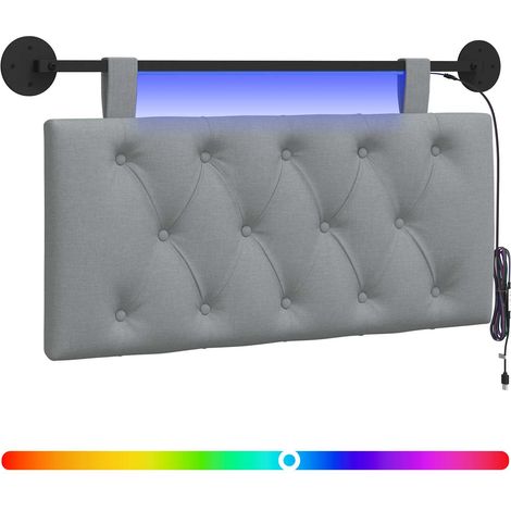 Maison Exclusive - Hängendes Kopfteil Mit LED Licht Hellgrau Stof