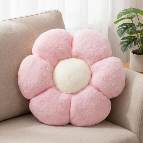 Coussin fleuri, coussin décoratif rose pour sol, coussin pour filles, enfants, femmes, coussin décoratif esthétique pour voiture, lit, canapé, chaise, pièce, décor dopamine, cadeaux 38 cm (Rose) (1/5)