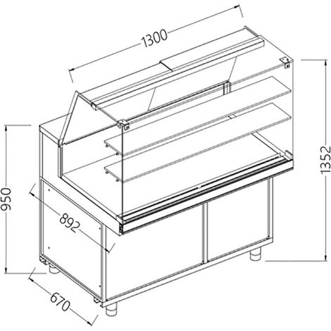 Comptoir vitrine chauffante /vitre haute statique - Diamond (1/2)