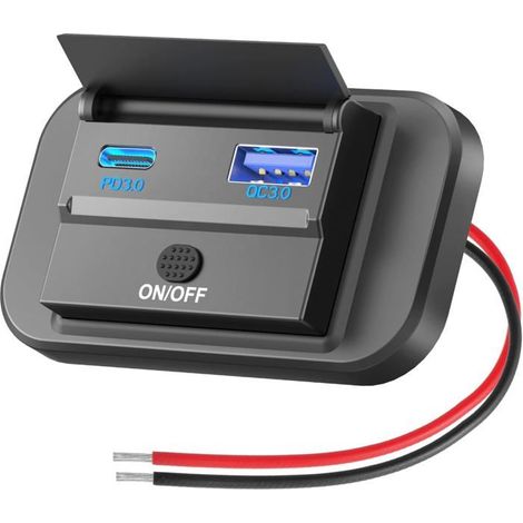 Prise USB 12V, Prise USB Camping Car, QC/PD 3.0 USB C Chargeur de Voiture, Prise de Chargeur de Voiture pour RV, Bateau, ATV (1/5)