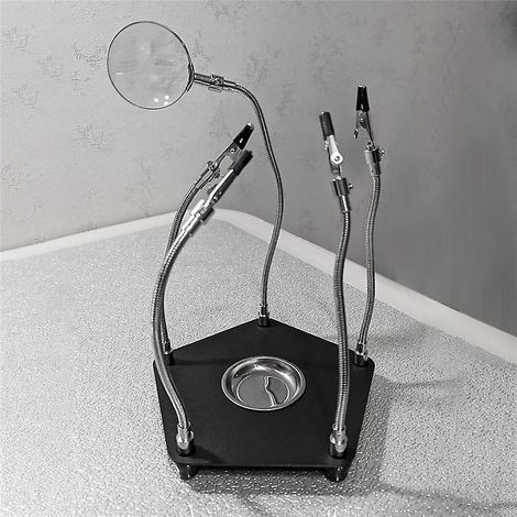 Outil de soudage de table avec pince crocodile et loupe pour la réparation de soudures de cartes PCB (1/4)
