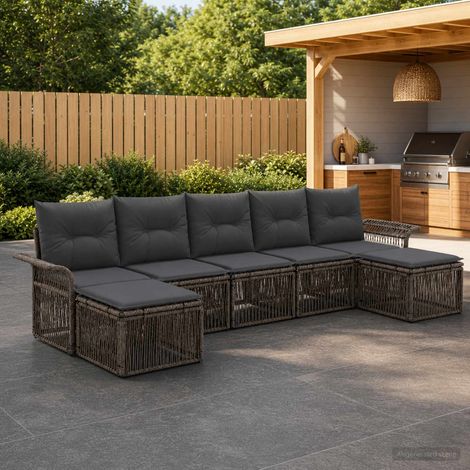 Set Divano da Giardino 7 pcs Grigio polyrattan vidaXL (1/5)