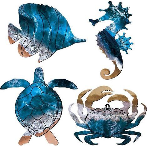 ensemble de décoration sur le thème de la plage : tortue, poisson, hippocampe.-20.00X11.20X0.50CM (1/4)