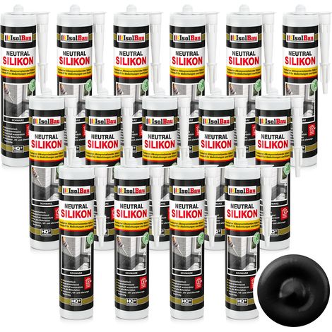 Neutralsilikon Naturstein Silikon Marmor Sanitär Inn/Auß 15 x 300ml Schwarz (1/5)