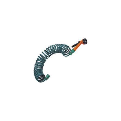 Tuyau d'arrosage spirale 15m + lance multijets
