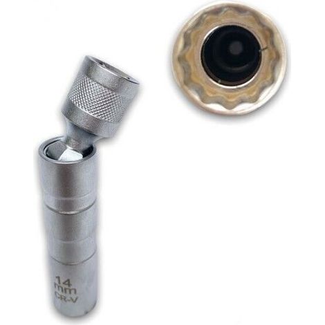 CHIAVE A BUSSOLA PER CANDELE CANDELETTE 14MM ATTACCO 3/8" A SNODO TESTA SFERICA