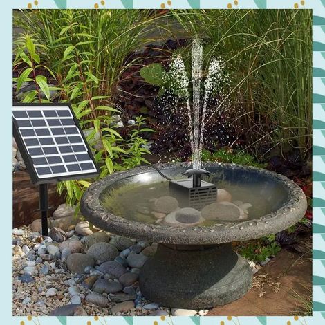 (Noir) Kit de fontaine solaire A71P : fontaine solaire pour bain d'oiseaux, point d'eau, jardin, décoration extérieure (1/5)
