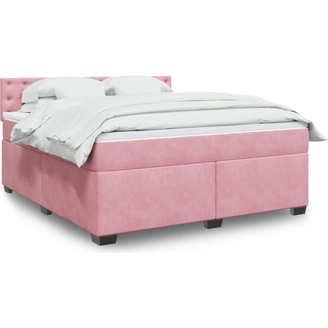 Boxspringbett mit Matratze Rosa 180x200 cm Samt