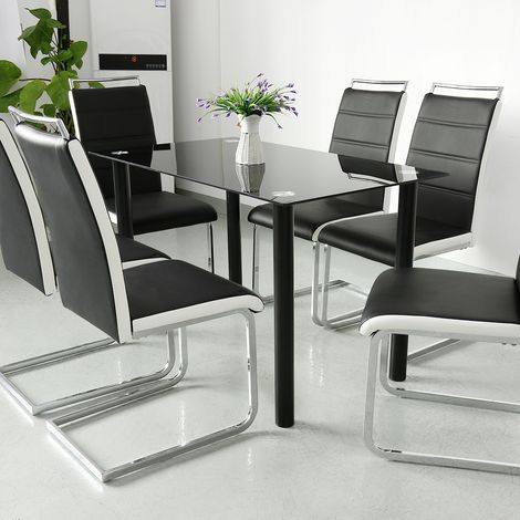 Lot de 2 Chaises de Salle à Manger Style Contemporain pour Notre Salle à Manger, Cuisine, Salle de Réunion, Noir et blanc (1/5)