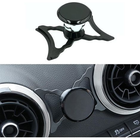 Support magnétique pour téléphone de voiture compatible avec Audi A3 8V, convient aux smartphones et GPS, angle de vision réglable à 360° (noir) (1/5)