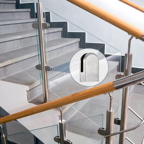 Pince à Verre Pince de Verre en Acier Inoxydable Supports de Serrage en Verre de 10 à 12 mm Clip en Verre Réglable Connexion à Dos Plat pour Balustrade Escalier Main Courante (1/3)