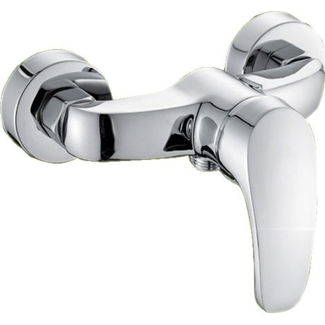 MINKUROW Mezclador de ducha monomando, grifo de ducha de montaje en pared, conexión roscada para manguera de 1/2", escudos de metal incluidos, fácil instalación, cromado (1/2)