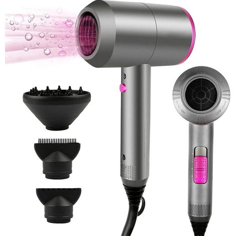 Sèche-cheveux Durable et Ionique, Séchage Rapide, Protection Thermique, Bouton Air Froid, 3 Niveaux de Température, 2 Buses, 1 Diffuseur (1/5)