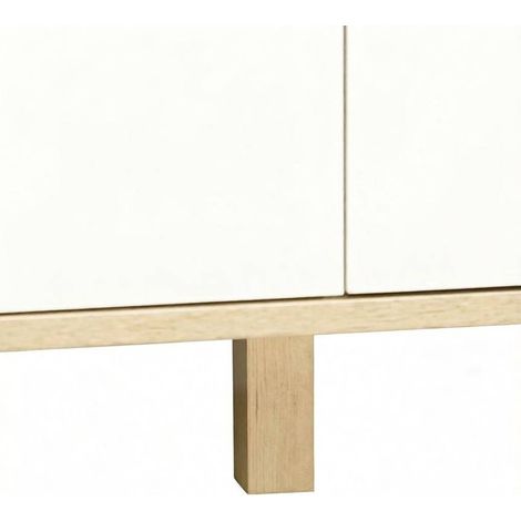 Kommode 120 x 40 x 76 cm aus Spanplatte und Kiefer, Weiß, 6 Schubladen – MEUBLIV (1/5)