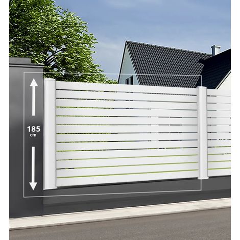 Module de clôture PVC blanc ajouré H 185 x L 150 cm ajourage horizontal (1/4)