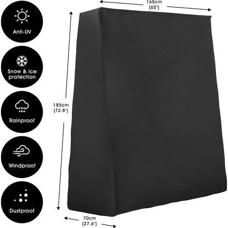 Tischtennisplattenabdeckung, wasserdichte Abdeckung für den Innen- und Außenbereich, UV-beständig und winddicht (165×70×185cm) (1/4)