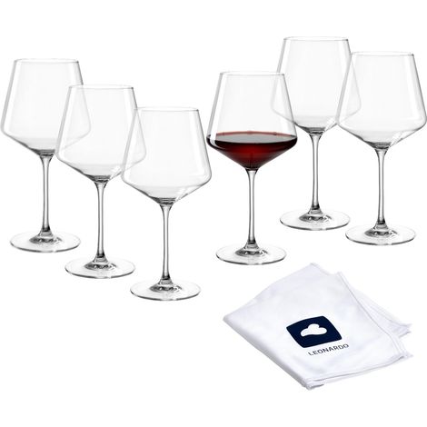 Lot de 6 verres à bordeaux PUCCINI avec chiffon de polissage - Verres à vin lavables au lave-vaisselle (730 ml) - Résistant aux chocs et à un usage quotidien - 040981 (1/5)