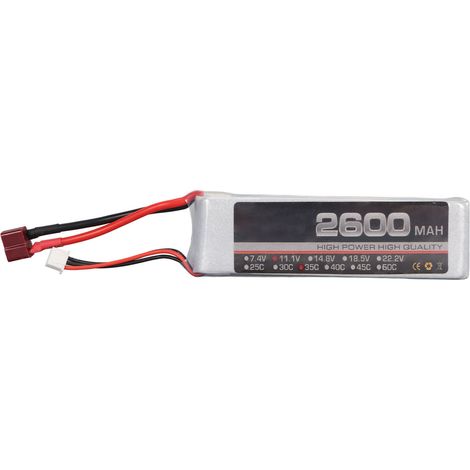 Batterie LiPo RC 11.1V 2600mAh 35C 3S pour Drone FPV, Quadcopter, Hélicoptère, Bateau RC - Connecteur T (1/5)