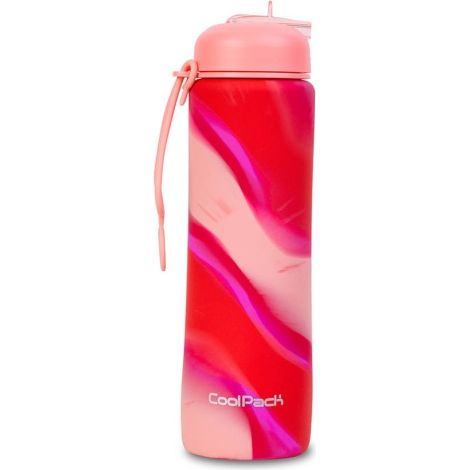 Botella de agua Coolpack de silicona con bomba, 600 ml, color rosa, para niñas. (1/3)