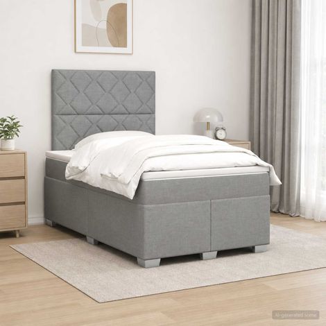 Lit boxspring avec matelas Gris clair 120 x 200 cm Tissu (1/5)