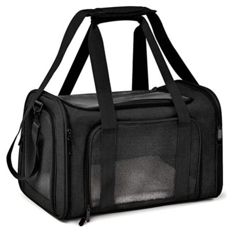 Green Mobility-Sac Transport Chat Chien, Caisse de Transport Chat Respirant et Pliable Cage Transport Chat avec Matelas en Peluche Amovible-Noir (1/5)