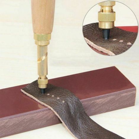 Perforateur Cuir - 6 Embouts 1.5 2 2.5 3 3.5 4 mm - Bois Acier 45 Laiton - Pour Artisanat Cuir Papier Feutre - 1 Pièce (1/5)
