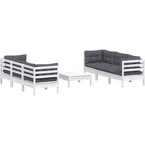 Set Divani da Giardino 7 pz con Cuscini Antracite Legno di Pino vidaXL (1/4)