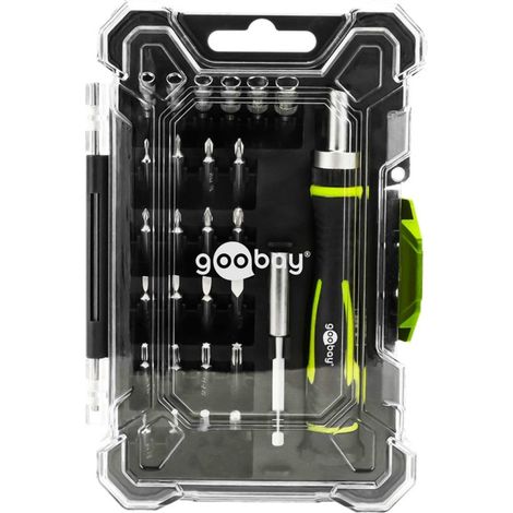 Jeu de tournevis avec 26 embouts de précision, tournevis à cliquet avec embout magnétique, embouts en acier S2, jeu de douilles, boîte de rangement, kit d'outils de mécanicien de précision (1/5)