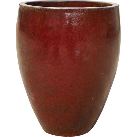 Pot grande taille d'extérieur LAFONTAINE 30x45cm rouge brique, fait main en terre cuite émaillée, résistant au gel (1/3)