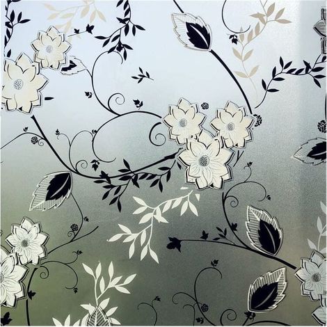 Film électrostatique anti-peek pour fenêtre Ulisem, motif floral, 44,5 x 200 cm (1/4)